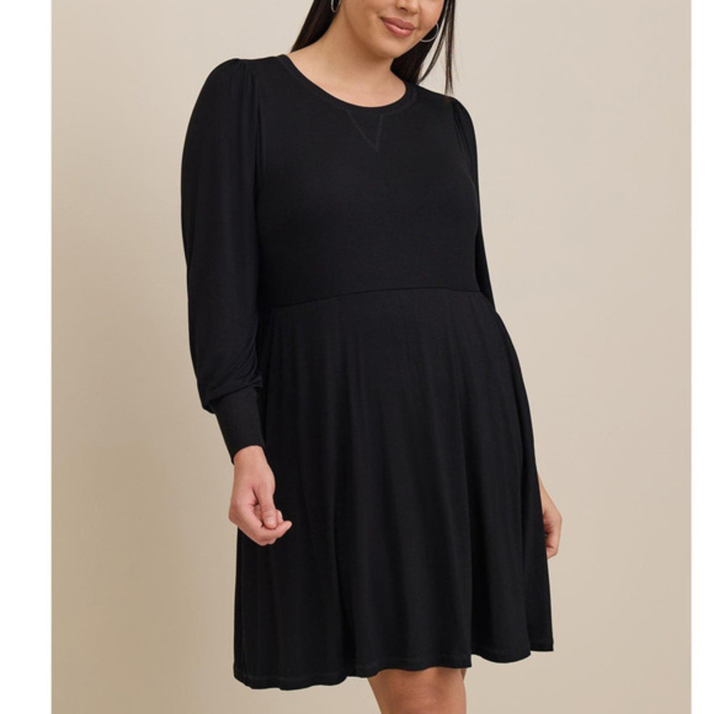 Torrid Plus Size 3 (3X) Black Super Soft Jersey Knit Long Sleeve Skater Dress